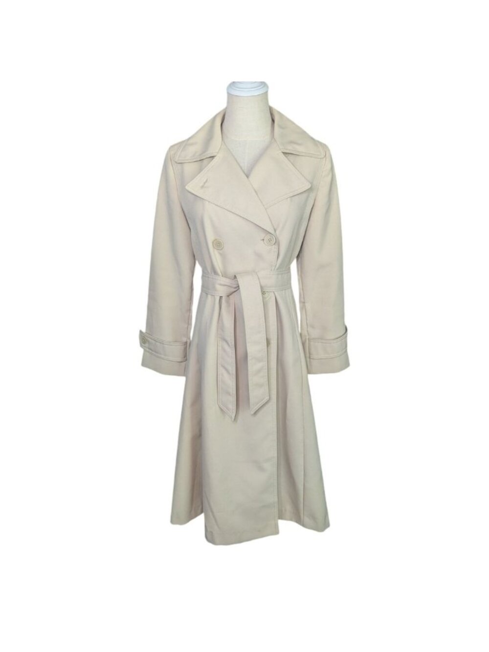 VTG Bonders Double-Breasted Trench Coat Belted Pleated Back Made In USA